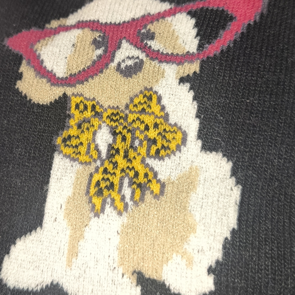 Catherines Black Socks with Pink Glasses Dog - Picture 2 of 2